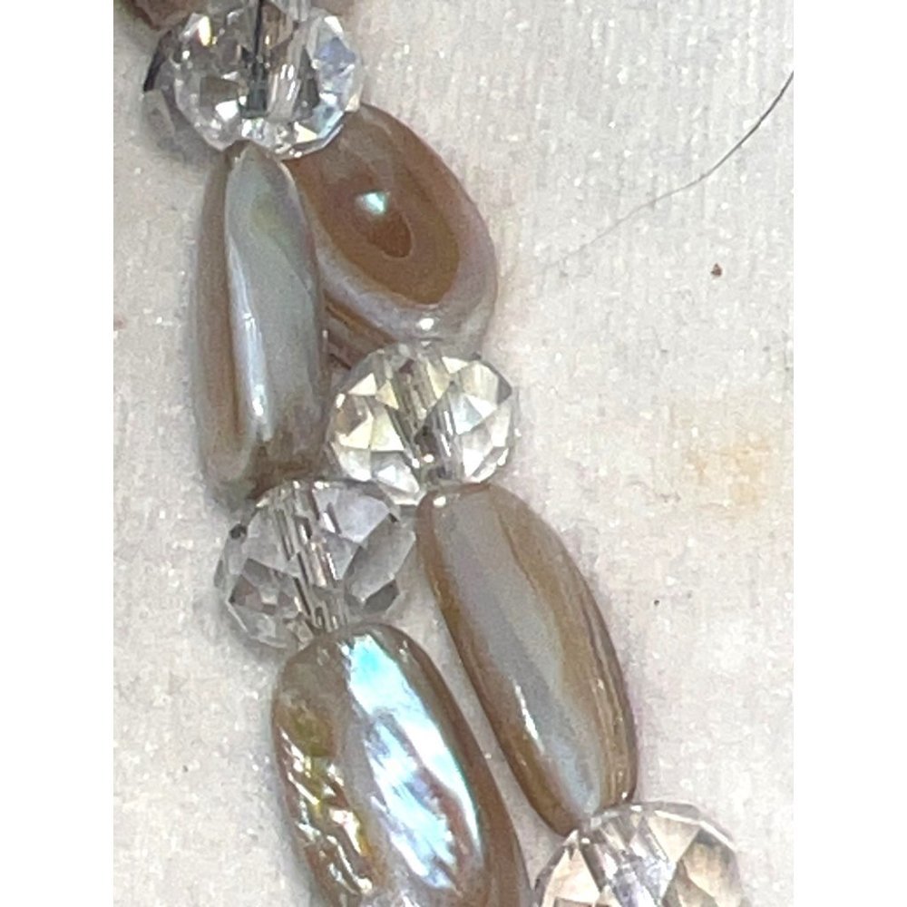 Abalone Shell & Faceted Crystal Statement Necklac… - image 8